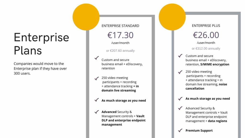 Enterprise plans for google Workspace