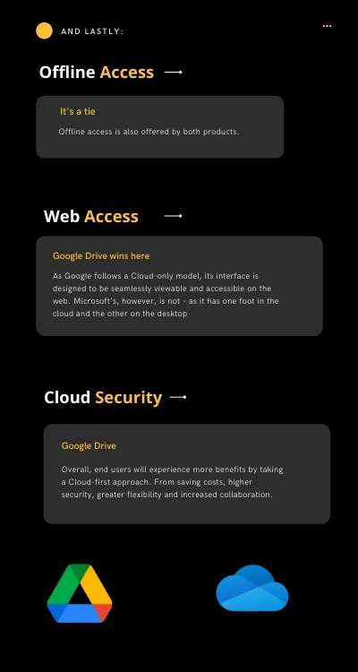 web capabilities: one drive vs Google Drive