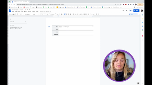 drafting an email in google docs 2