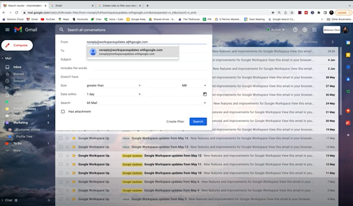 Filters on Gmail