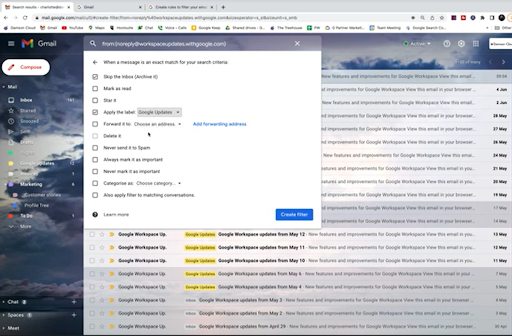 Filters on Gmail