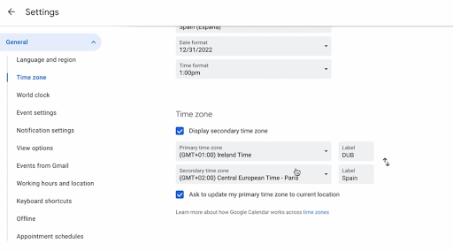 UTC On Google Calendar