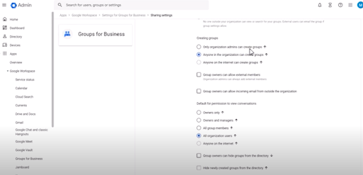 Group Management on Google Admin Console
