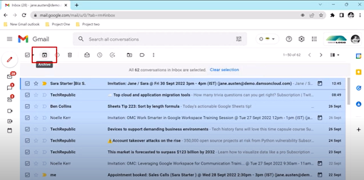 Bulk Archiving Emails On Gmail