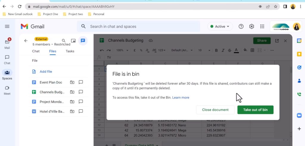 How to share Google Drive files to a chat 